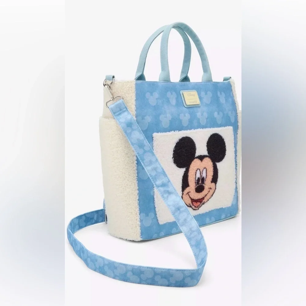 Loungefly Disney-Mickey Mouse Sherpa Convertible Tote Bag.
